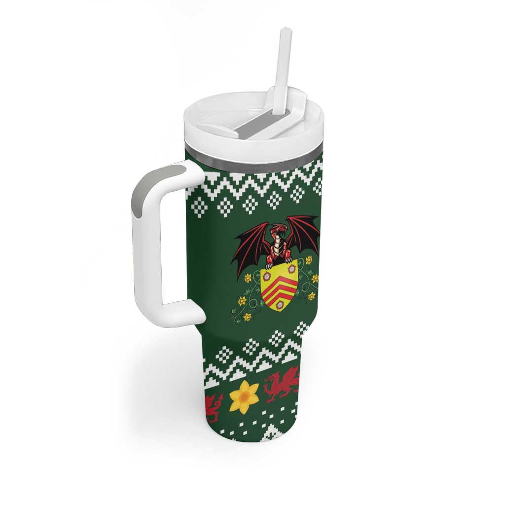 Glamorgan Wales Christmas Tumbler With Handle Cymru Dragon And Daffodil - Wonder Print Shop