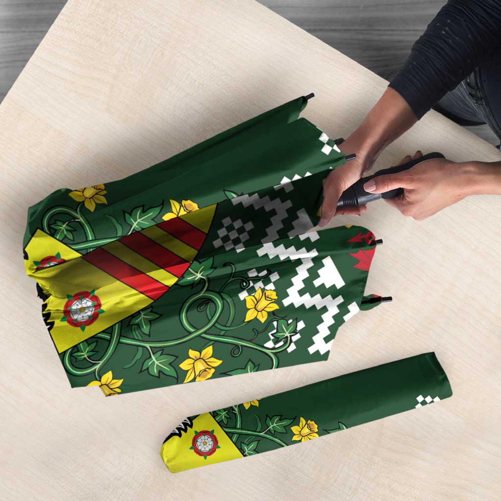 Glamorgan Wales Christmas Umbrella Cymru Dragon And Daffodil - Wonder Print Shop