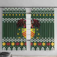 Glamorgan Wales Christmas Window Curtain Cymru Dragon And Daffodil - Wonder Print Shop