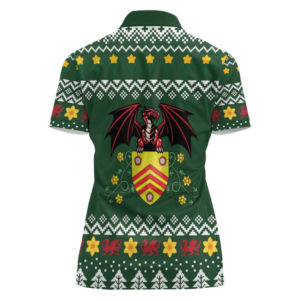 Glamorgan Wales Christmas Women Polo Shirt Cymru Dragon And Daffodil - Wonder Print Shop