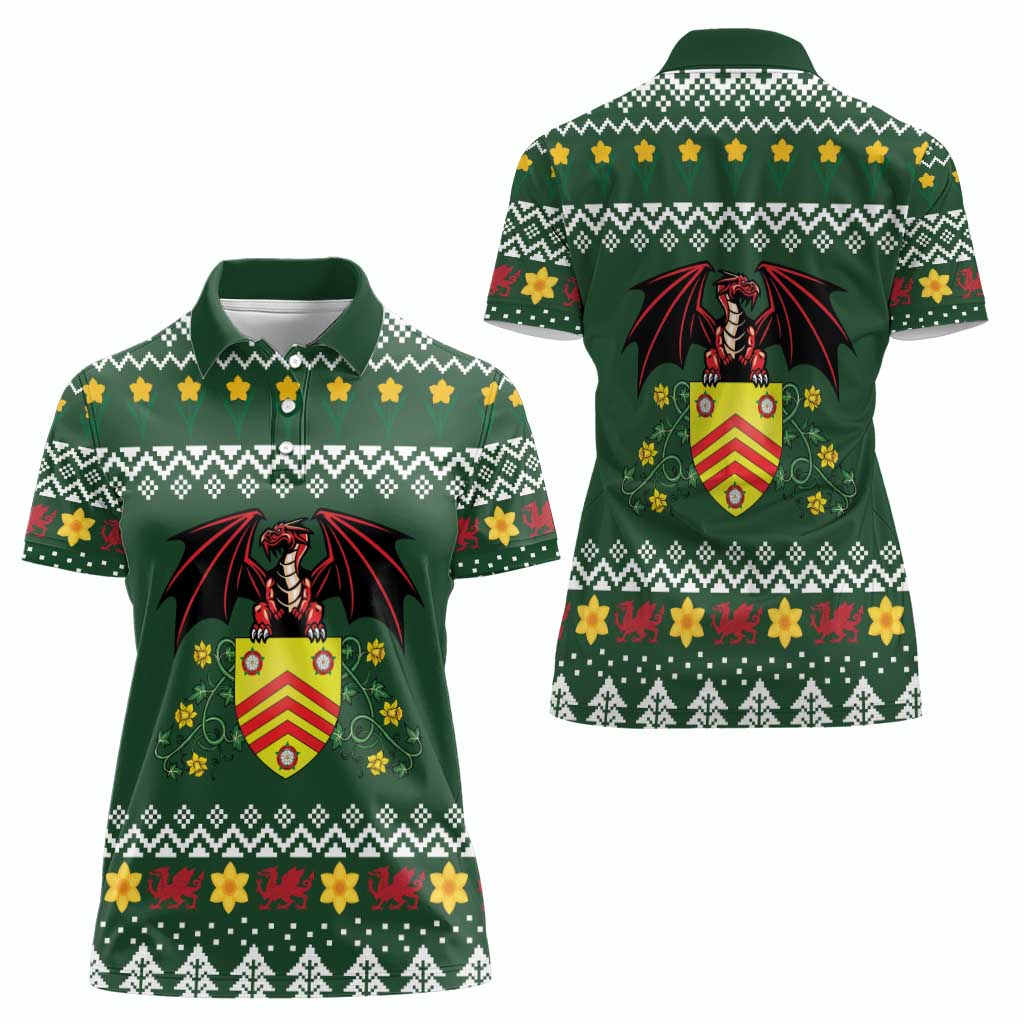 Glamorgan Wales Christmas Women Polo Shirt Cymru Dragon And Daffodil - Wonder Print Shop
