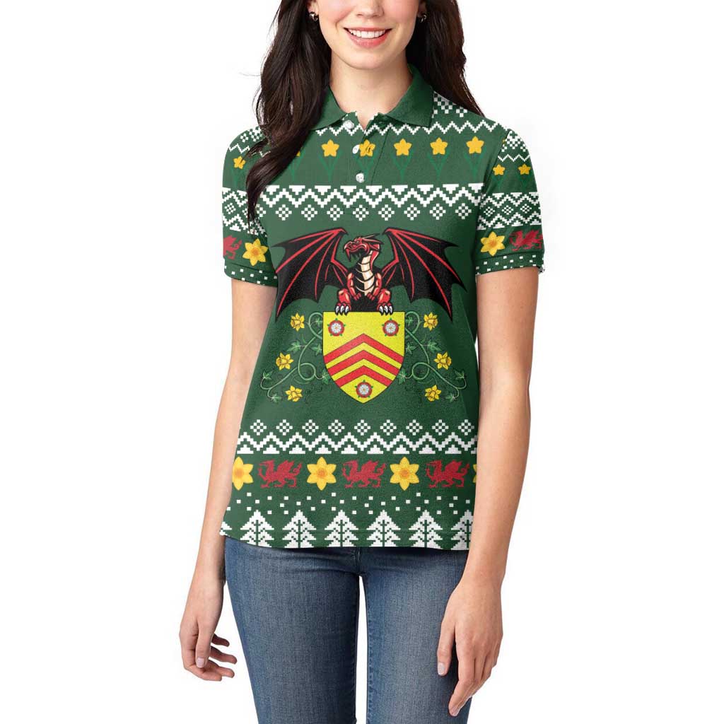 Glamorgan Wales Christmas Women Polo Shirt Cymru Dragon And Daffodil - Wonder Print Shop