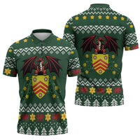 Glamorgan Wales Christmas Zipper Polo Shirt Cymru Dragon And Daffodil - Wonder Print Shop