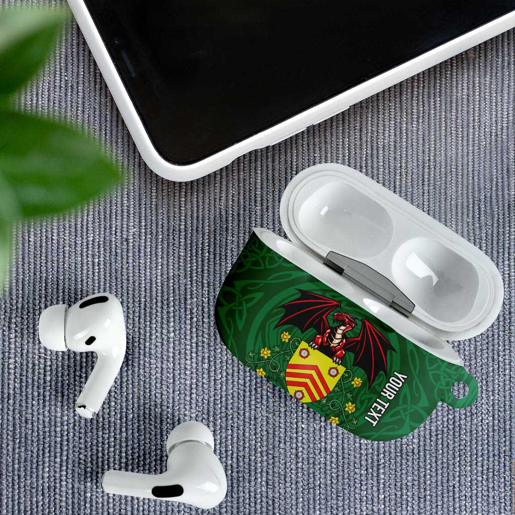 Personalized Glamorgan Wales AirPods Case Welsh Red Dragon And Daffodil - Wonder Print Shop