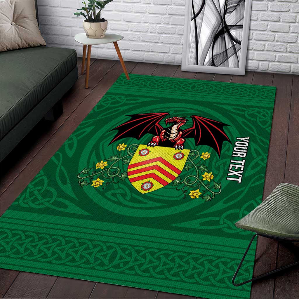 Personalized Glamorgan Wales Area Rug Welsh Red Dragon And Daffodil - Wonder Print Shop