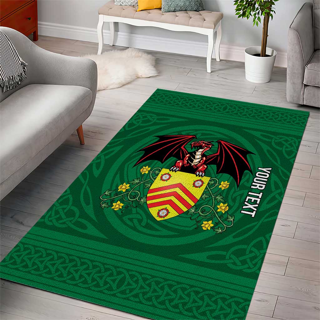 Personalized Glamorgan Wales Area Rug Welsh Red Dragon And Daffodil - Wonder Print Shop