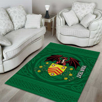 Personalized Glamorgan Wales Area Rug Welsh Red Dragon And Daffodil - Wonder Print Shop