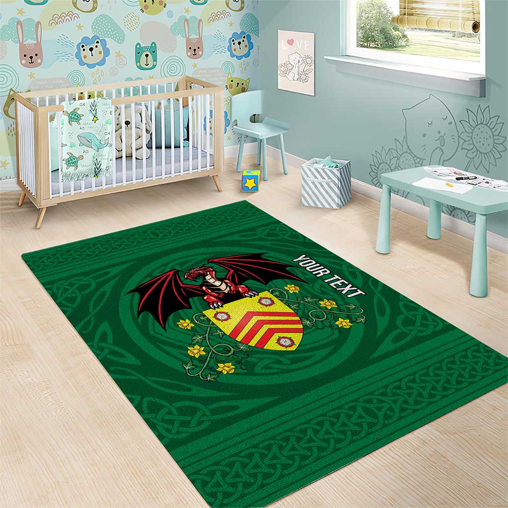 Personalized Glamorgan Wales Area Rug Welsh Red Dragon And Daffodil - Wonder Print Shop