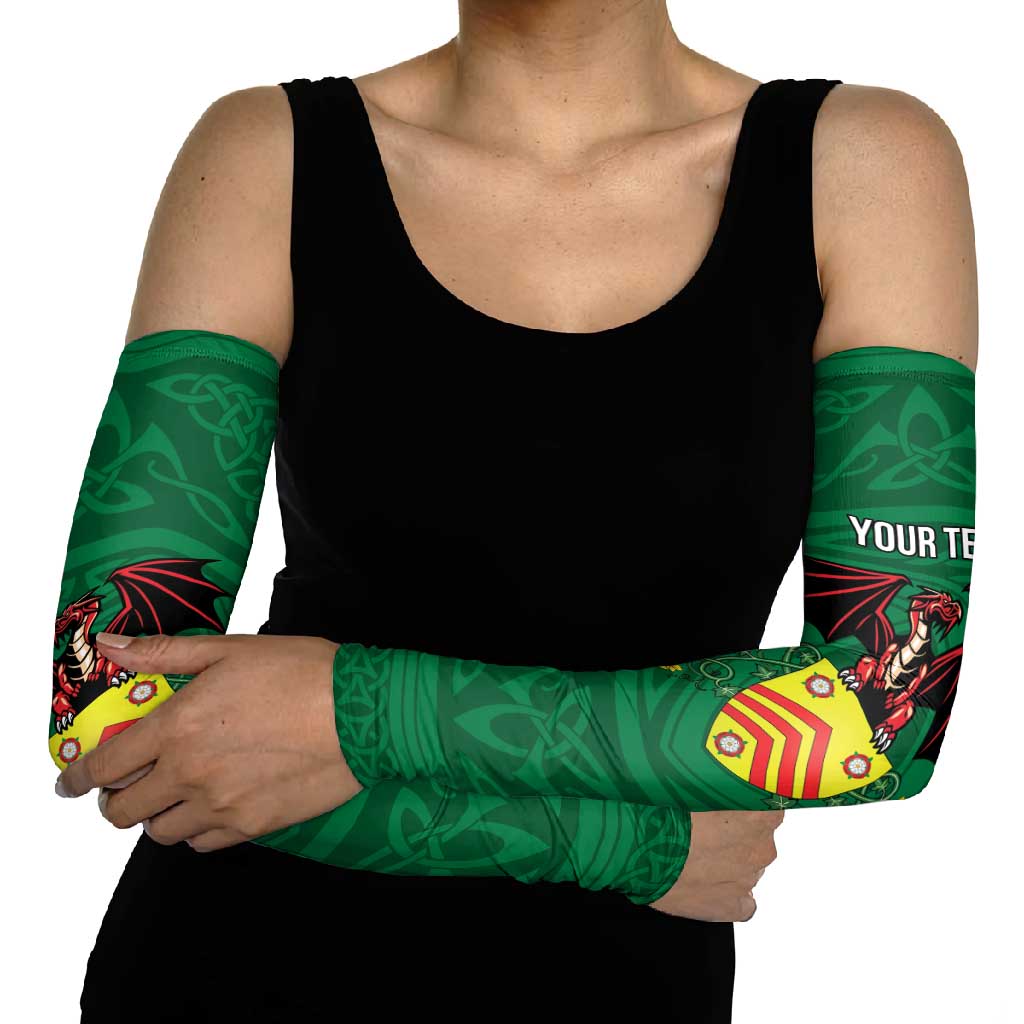 Personalized Glamorgan Wales Arm Sleeves Welsh Red Dragon And Daffodil - Wonder Print Shop