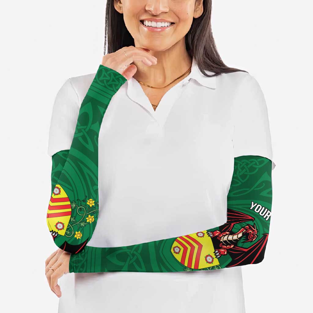 Personalized Glamorgan Wales Arm Sleeves Welsh Red Dragon And Daffodil - Wonder Print Shop