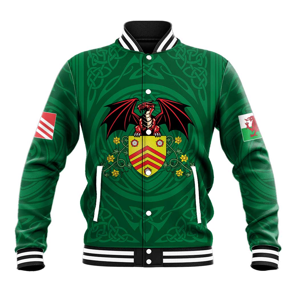 Personalized Glamorgan Wales Baseball Jacket Welsh Red Dragon And Daffodil - Wonder Print Shop