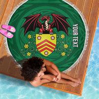 Personalized Glamorgan Wales Beach Blanket Welsh Red Dragon And Daffodil - Wonder Print Shop
