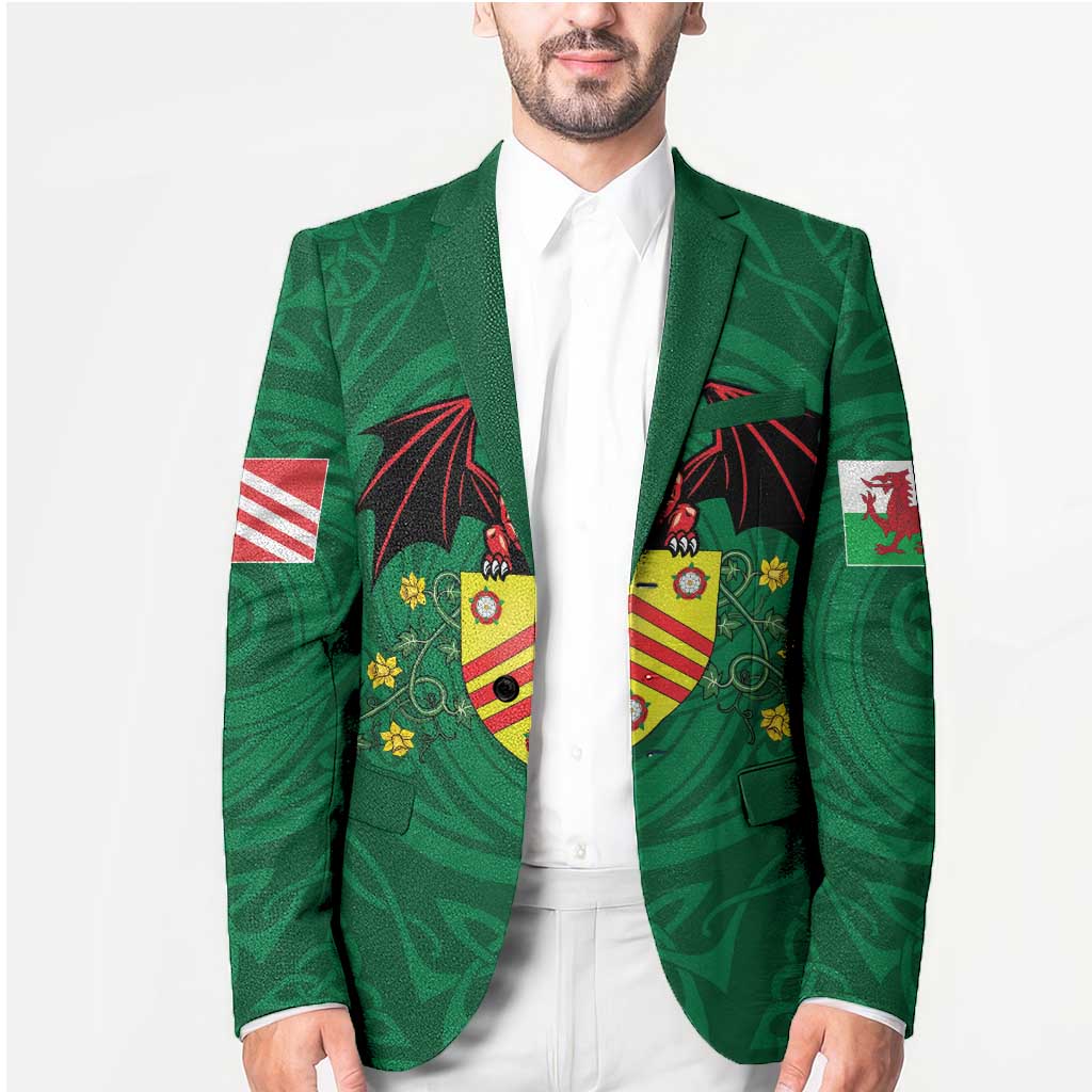 Personalized Glamorgan Wales Blazer Welsh Red Dragon And Daffodil - Wonder Print Shop