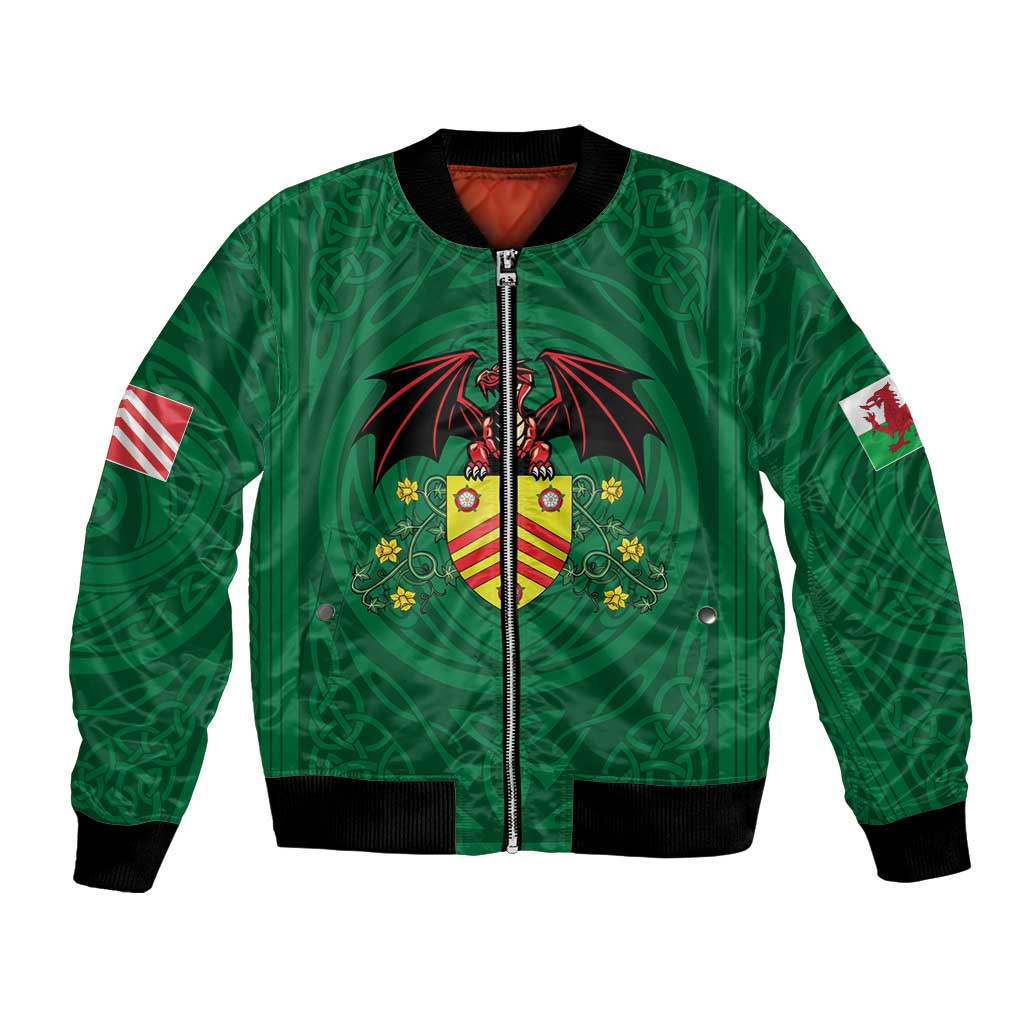 Personalized Glamorgan Wales Bomber Jacket Welsh Red Dragon And Daffodil - Wonder Print Shop