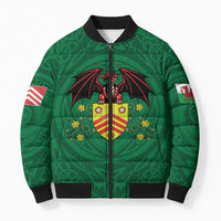Personalized Glamorgan Wales Bomber Puffer Jacket Welsh Red Dragon And Daffodil - Wonder Print Shop