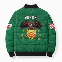 Personalized Glamorgan Wales Bomber Puffer Jacket Welsh Red Dragon And Daffodil - Wonder Print Shop