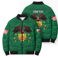 Personalized Glamorgan Wales Bomber Puffer Jacket Welsh Red Dragon And Daffodil - Wonder Print Shop