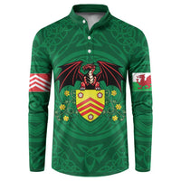 Personalized Glamorgan Wales Button Sweatshirt Welsh Red Dragon And Daffodil - Wonder Print Shop