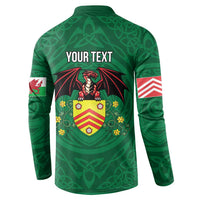 Personalized Glamorgan Wales Button Sweatshirt Welsh Red Dragon And Daffodil - Wonder Print Shop