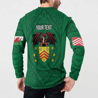 Personalized Glamorgan Wales Button Sweatshirt Welsh Red Dragon And Daffodil - Wonder Print Shop