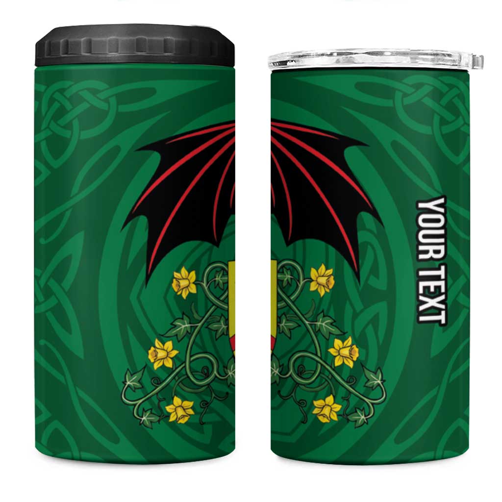 Personalized Glamorgan Wales 4 in 1 Can Cooler Tumbler Welsh Red Dragon And Daffodil - Wonder Print Shop
