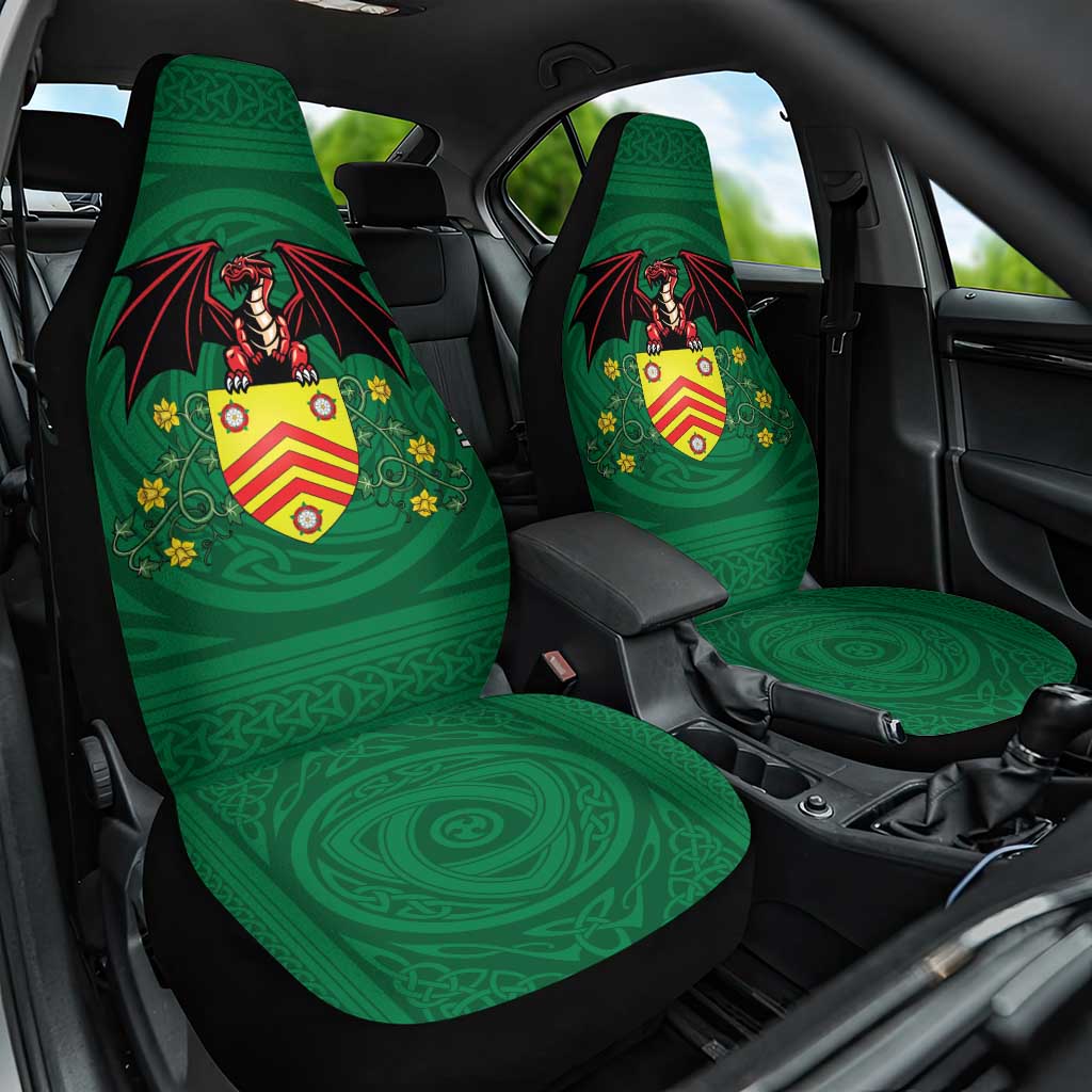 Personalized Glamorgan Wales Car Seat Cover Welsh Red Dragon And Daffodil - Wonder Print Shop