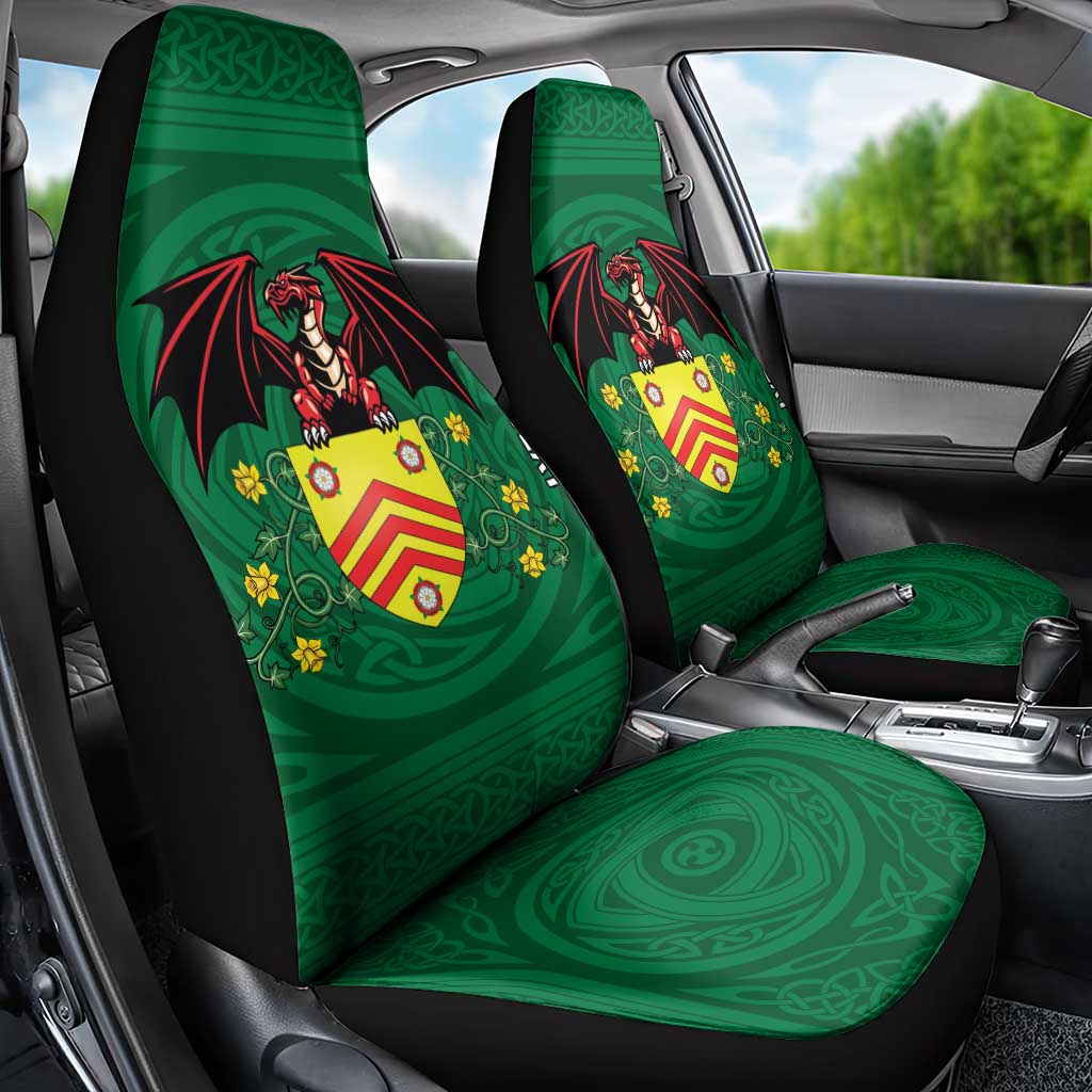 Personalized Glamorgan Wales Car Seat Cover Welsh Red Dragon And Daffodil - Wonder Print Shop