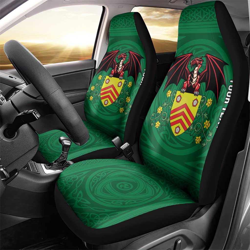 Personalized Glamorgan Wales Car Seat Cover Welsh Red Dragon And Daffodil - Wonder Print Shop