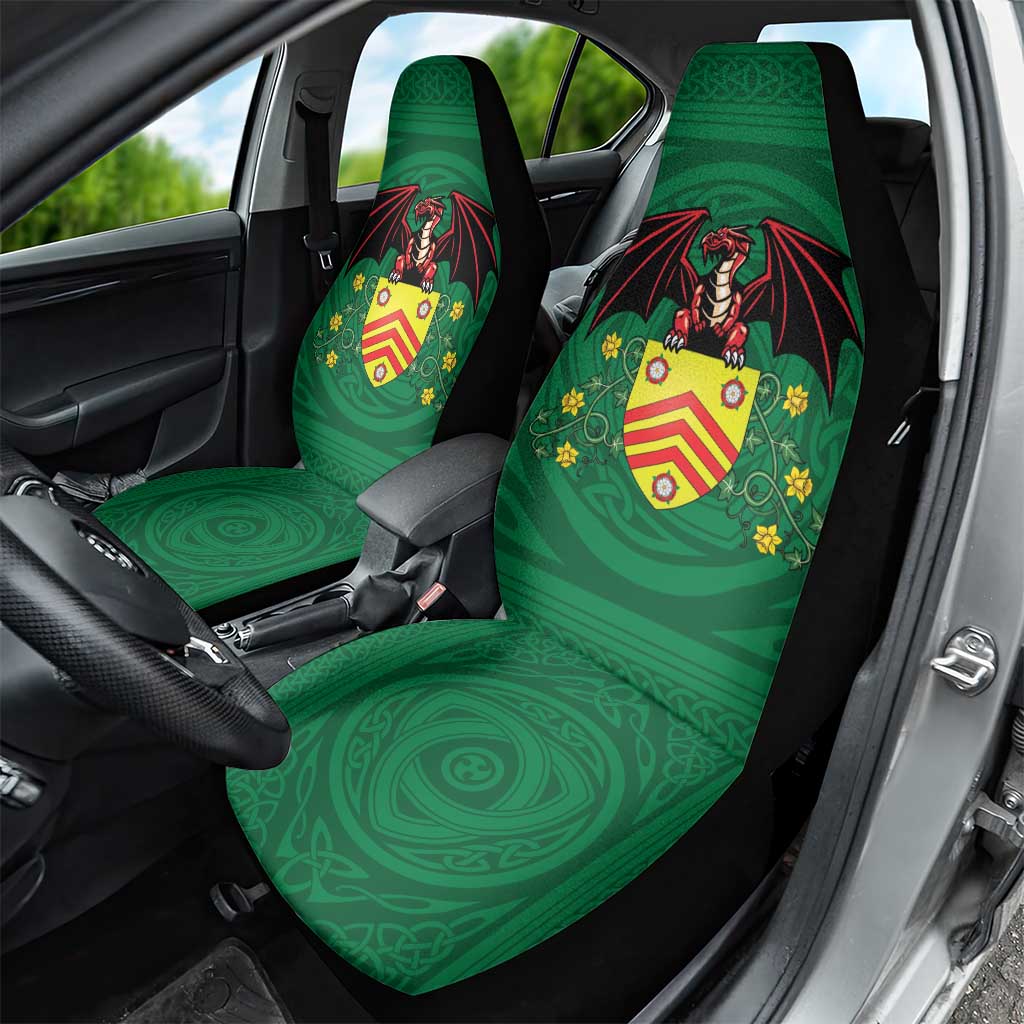 Personalized Glamorgan Wales Car Seat Cover Welsh Red Dragon And Daffodil - Wonder Print Shop