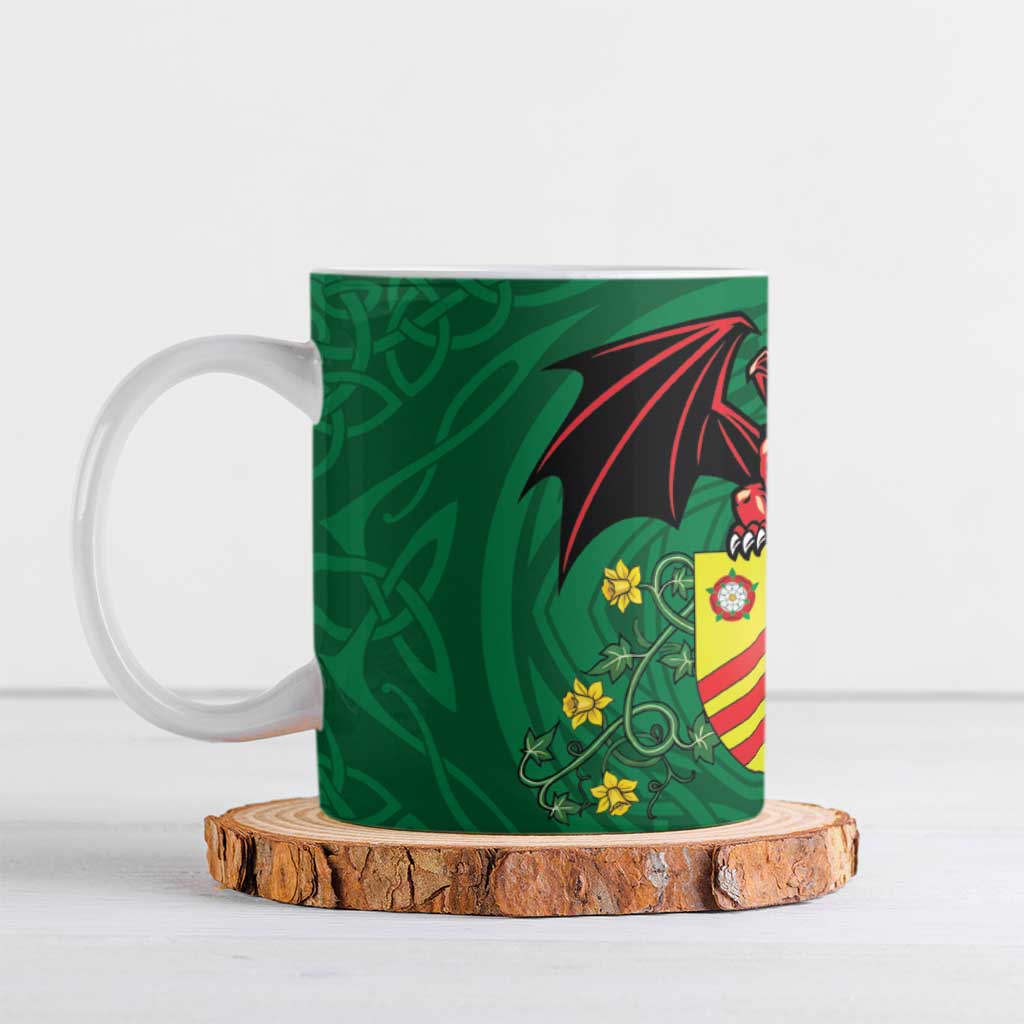 Personalized Glamorgan Wales Ceramic Mug Welsh Red Dragon And Daffodil - Wonder Print Shop