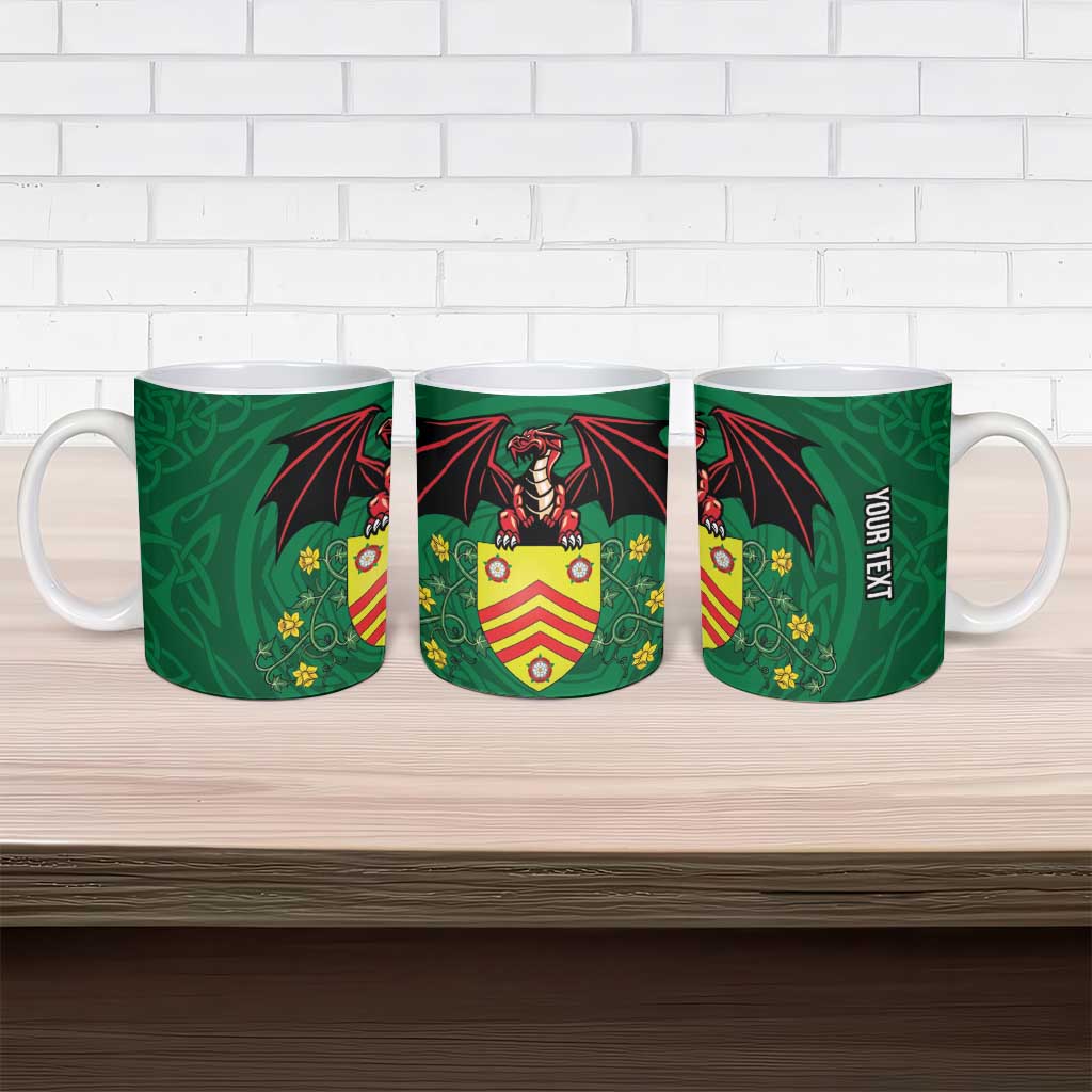 Personalized Glamorgan Wales Ceramic Mug Welsh Red Dragon And Daffodil - Wonder Print Shop