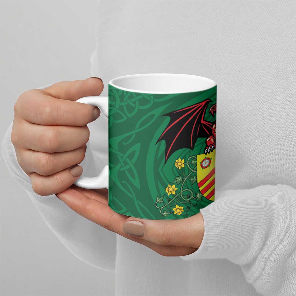 Personalized Glamorgan Wales Ceramic Mug Welsh Red Dragon And Daffodil - Wonder Print Shop