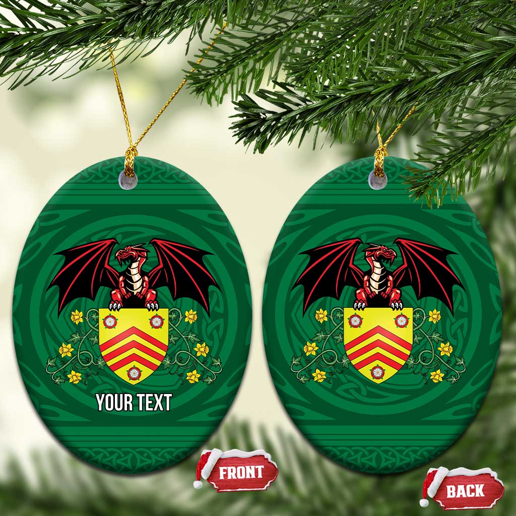 Personalized Glamorgan Wales Ceramic Ornament Welsh Red Dragon And Daffodil - Wonder Print Shop