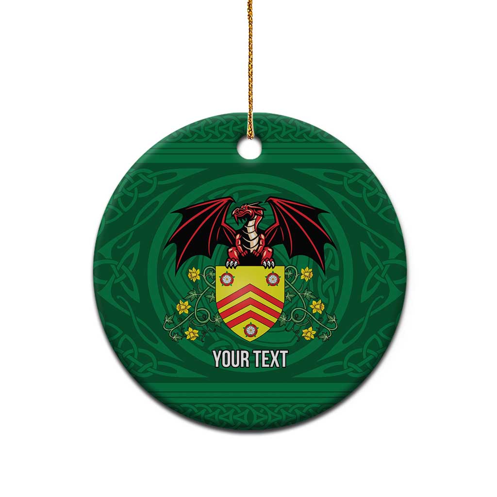 Personalized Glamorgan Wales Ceramic Ornament Welsh Red Dragon And Daffodil - Wonder Print Shop
