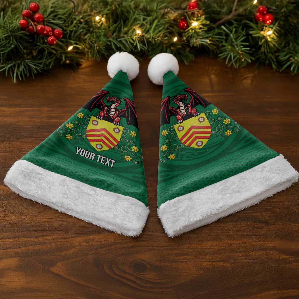 Personalized Glamorgan Wales Christmas Santa Hat Welsh Red Dragon And Daffodil - Wonder Print Shop