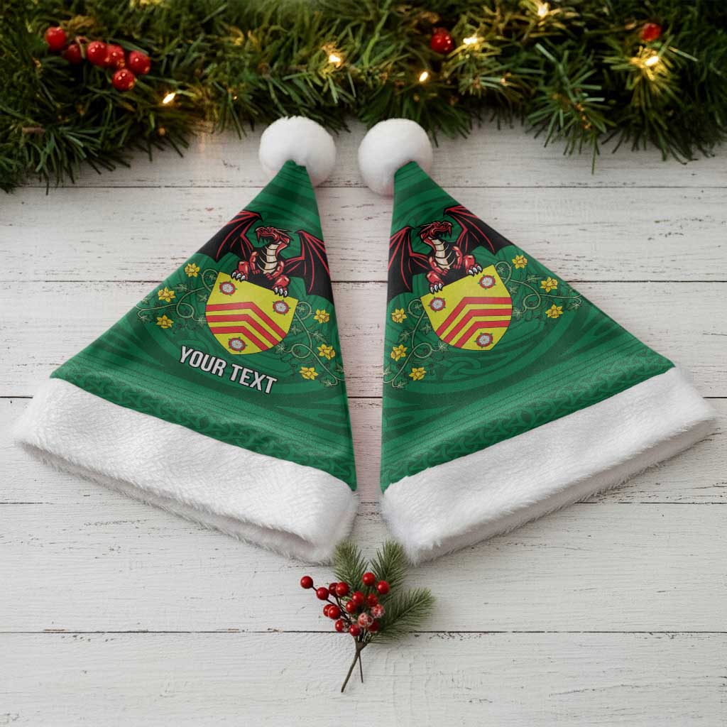Personalized Glamorgan Wales Christmas Santa Hat Welsh Red Dragon And Daffodil - Wonder Print Shop