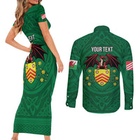 Personalized Glamorgan Wales Couples Matching Short Sleeve Bodycon Dress and Long Sleeve Button Shirt Welsh Red Dragon And Daffodil - Wonder Print Shop