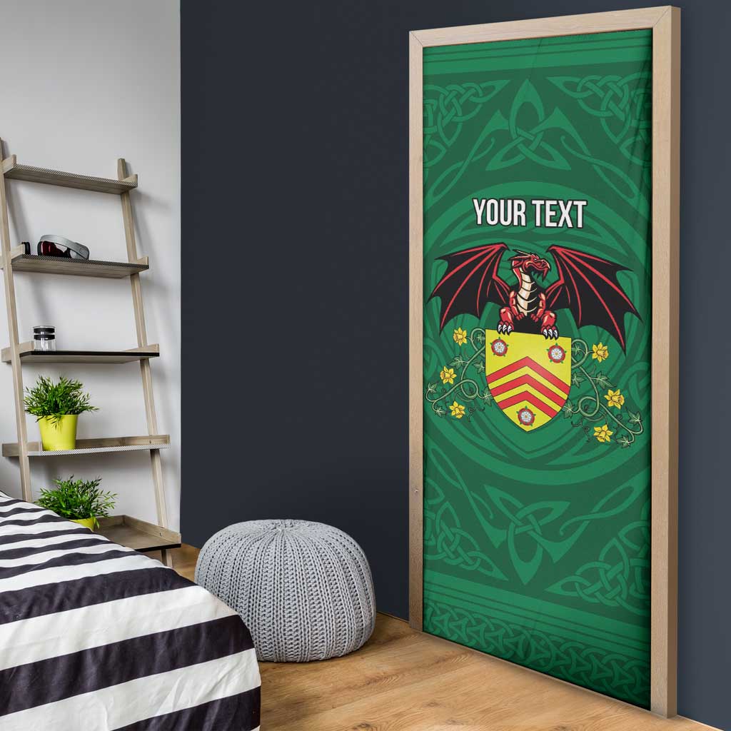 Personalized Glamorgan Wales Door Cover Welsh Red Dragon And Daffodil - Wonder Print Shop