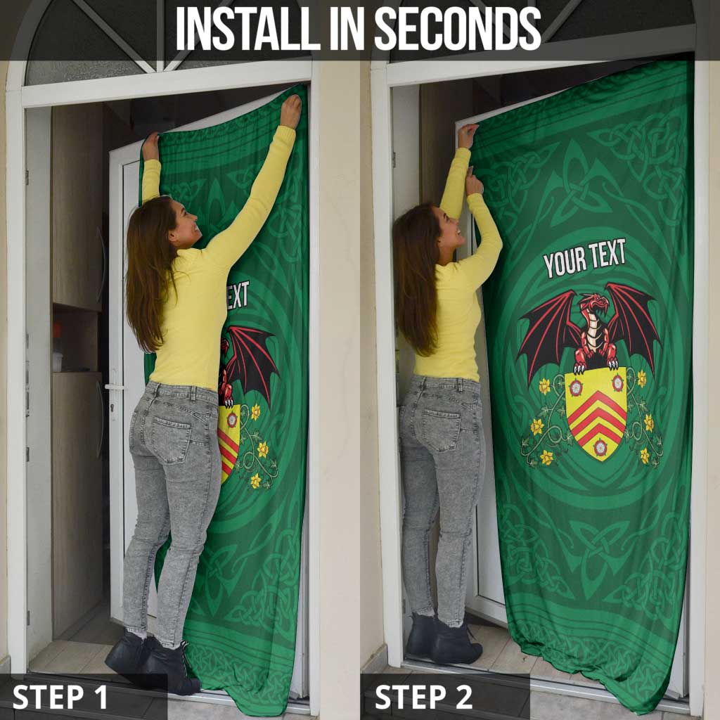 Personalized Glamorgan Wales Door Cover Welsh Red Dragon And Daffodil - Wonder Print Shop