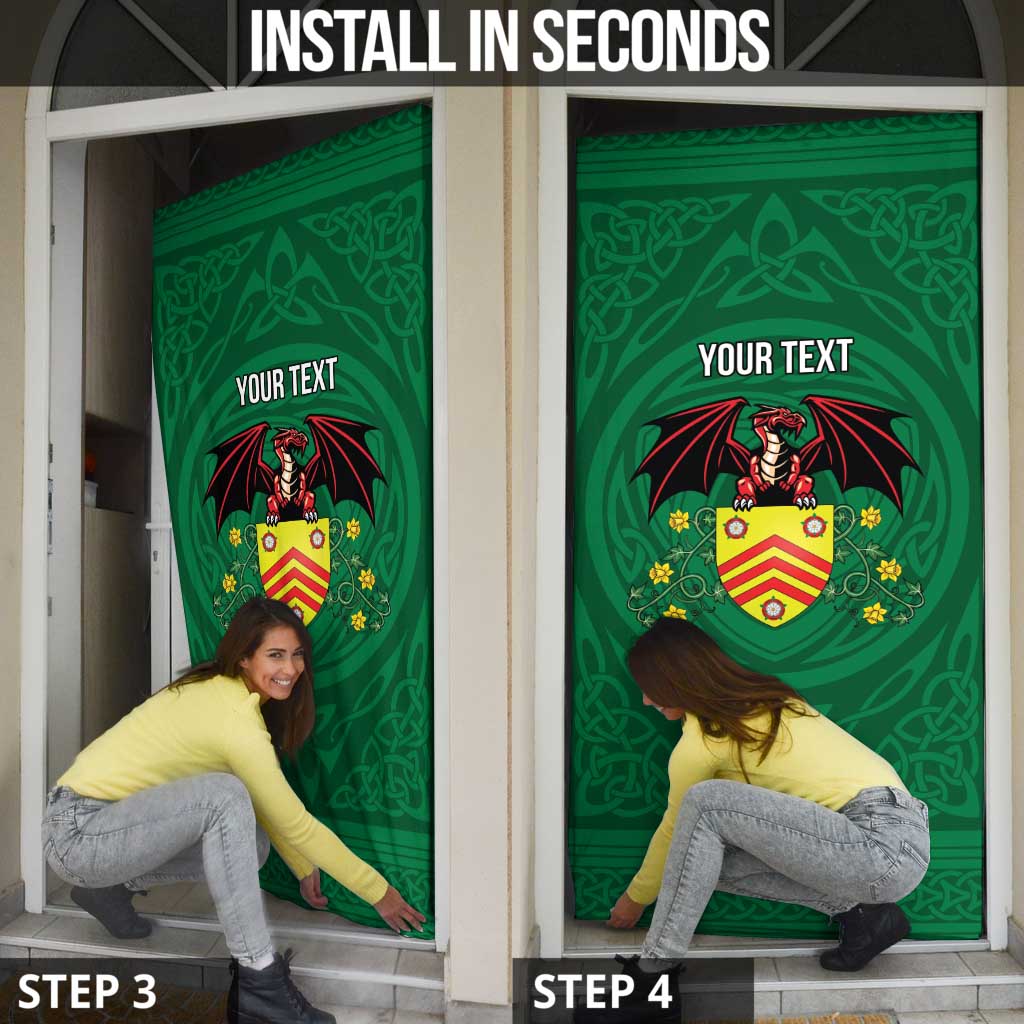 Personalized Glamorgan Wales Door Cover Welsh Red Dragon And Daffodil - Wonder Print Shop