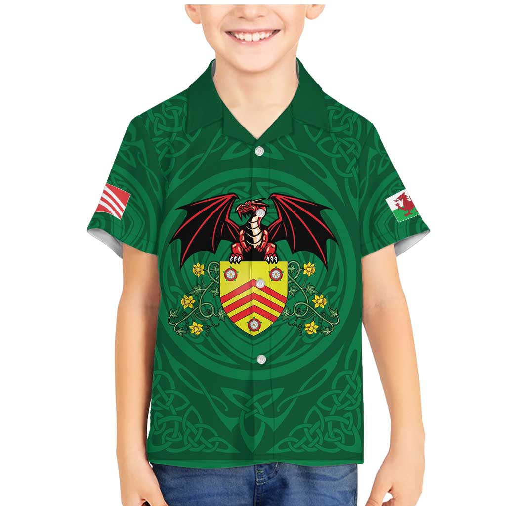Personalized Glamorgan Wales Family Matching Mermaid Dress and Hawaiian Shirt Welsh Red Dragon And Daffodil - Wonder Print Shop