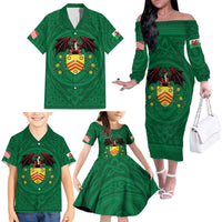 Personalized Glamorgan Wales Family Matching Off The Shoulder Long Sleeve Dress and Hawaiian Shirt Welsh Red Dragon And Daffodil - Wonder Print Shop