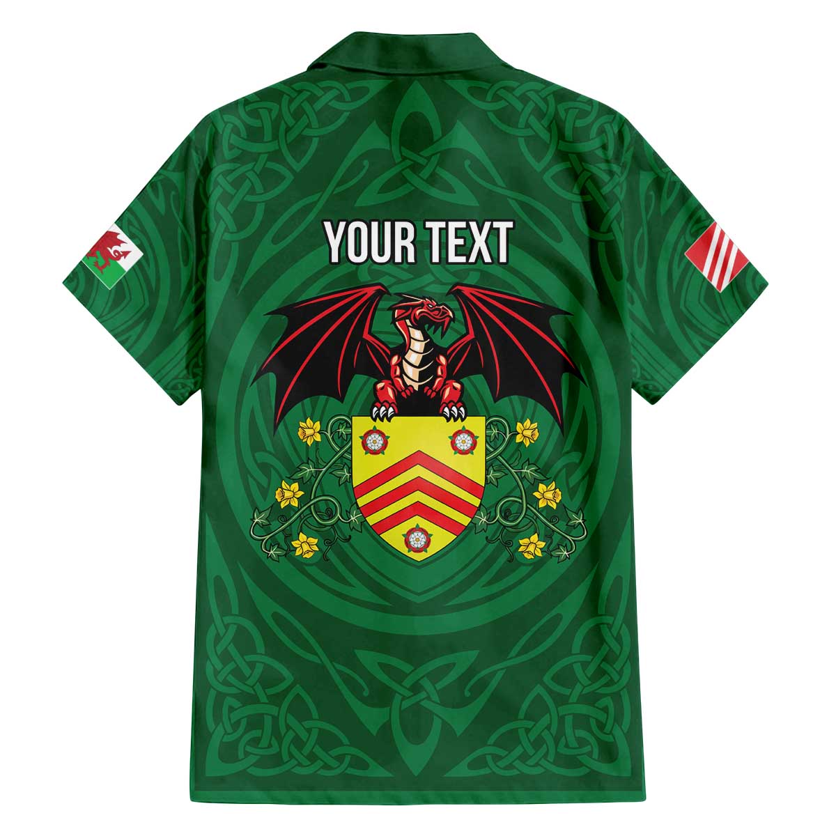 Personalized Glamorgan Wales Family Matching Off The Shoulder Long Sleeve Dress and Hawaiian Shirt Welsh Red Dragon And Daffodil - Wonder Print Shop