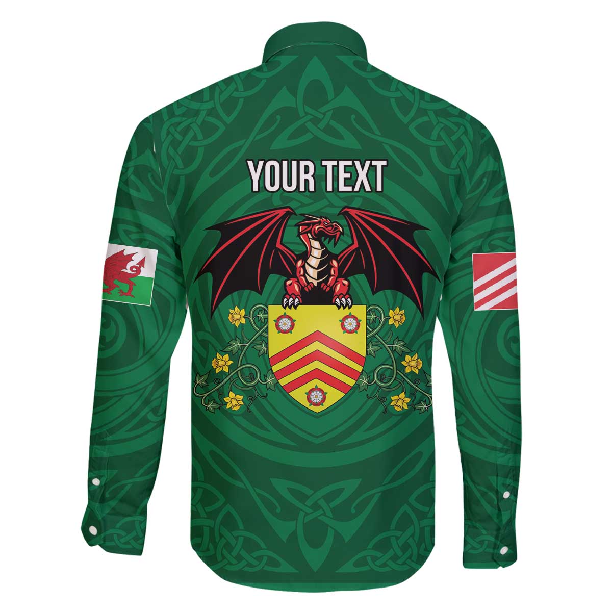 Personalized Glamorgan Wales Family Matching Off The Shoulder Long Sleeve Dress and Hawaiian Shirt Welsh Red Dragon And Daffodil - Wonder Print Shop