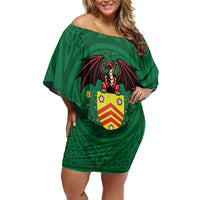 Personalized Glamorgan Wales Family Matching Off Shoulder Short Dress and Hawaiian Shirt Welsh Red Dragon And Daffodil - Wonder Print Shop