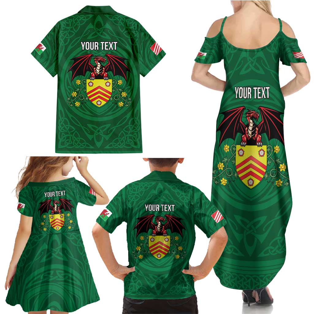 Personalized Glamorgan Wales Family Matching Summer Maxi Dress and Hawaiian Shirt Welsh Red Dragon And Daffodil - Wonder Print Shop