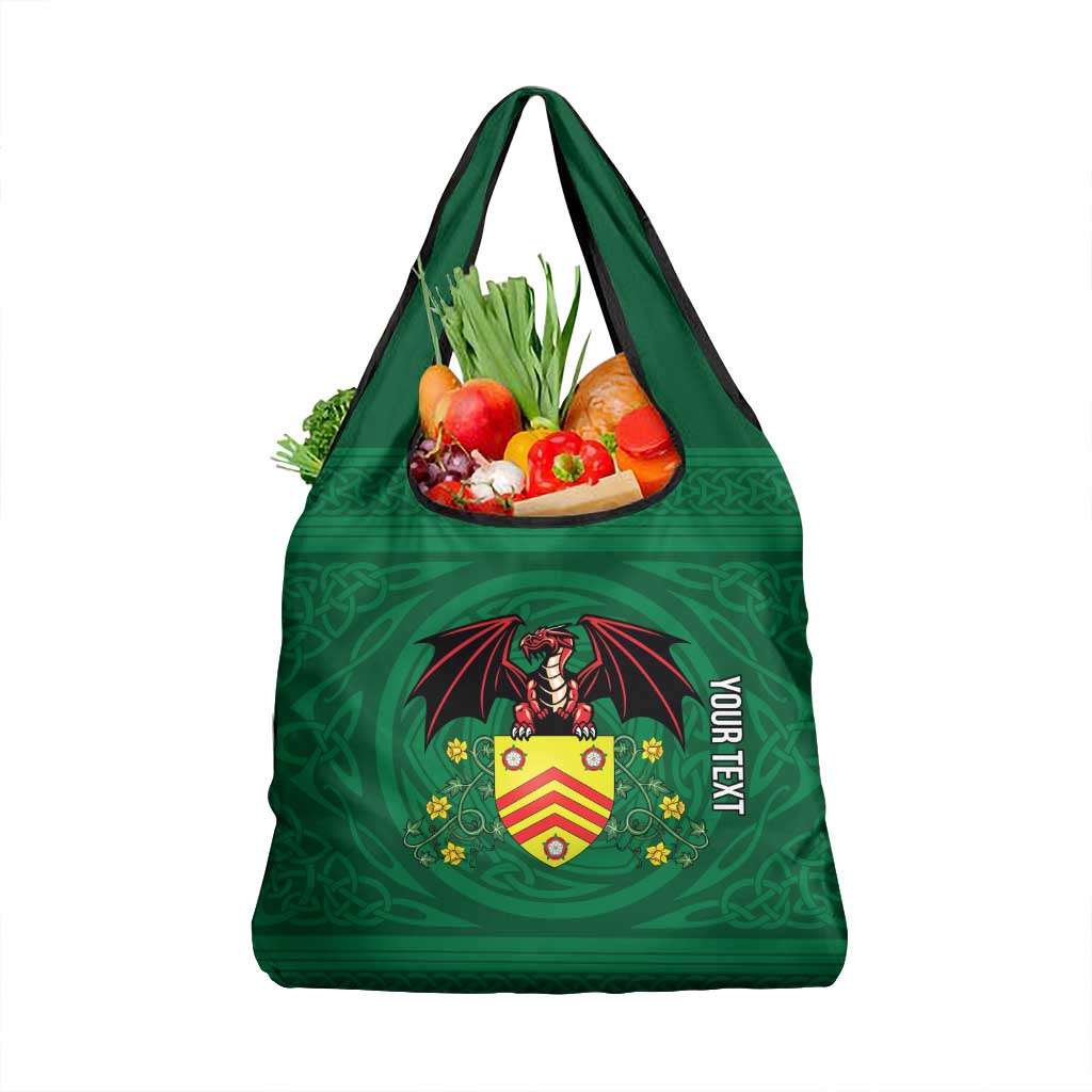 Personalized Glamorgan Wales Grocery Bag Welsh Red Dragon And Daffodil - Wonder Print Shop