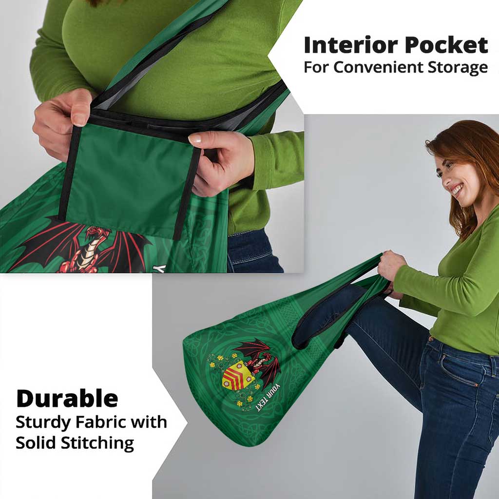 Personalized Glamorgan Wales Grocery Bag Welsh Red Dragon And Daffodil - Wonder Print Shop