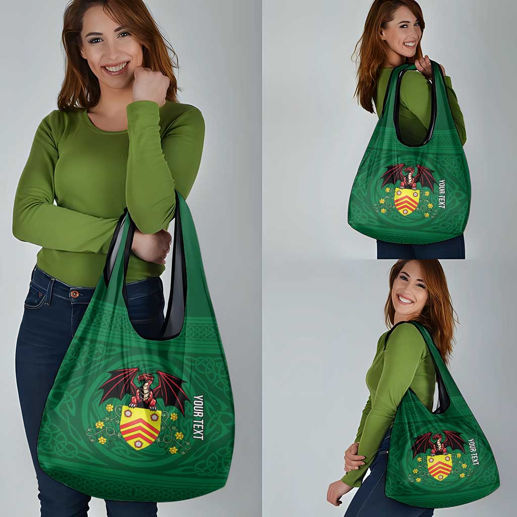 Personalized Glamorgan Wales Grocery Bag Welsh Red Dragon And Daffodil - Wonder Print Shop