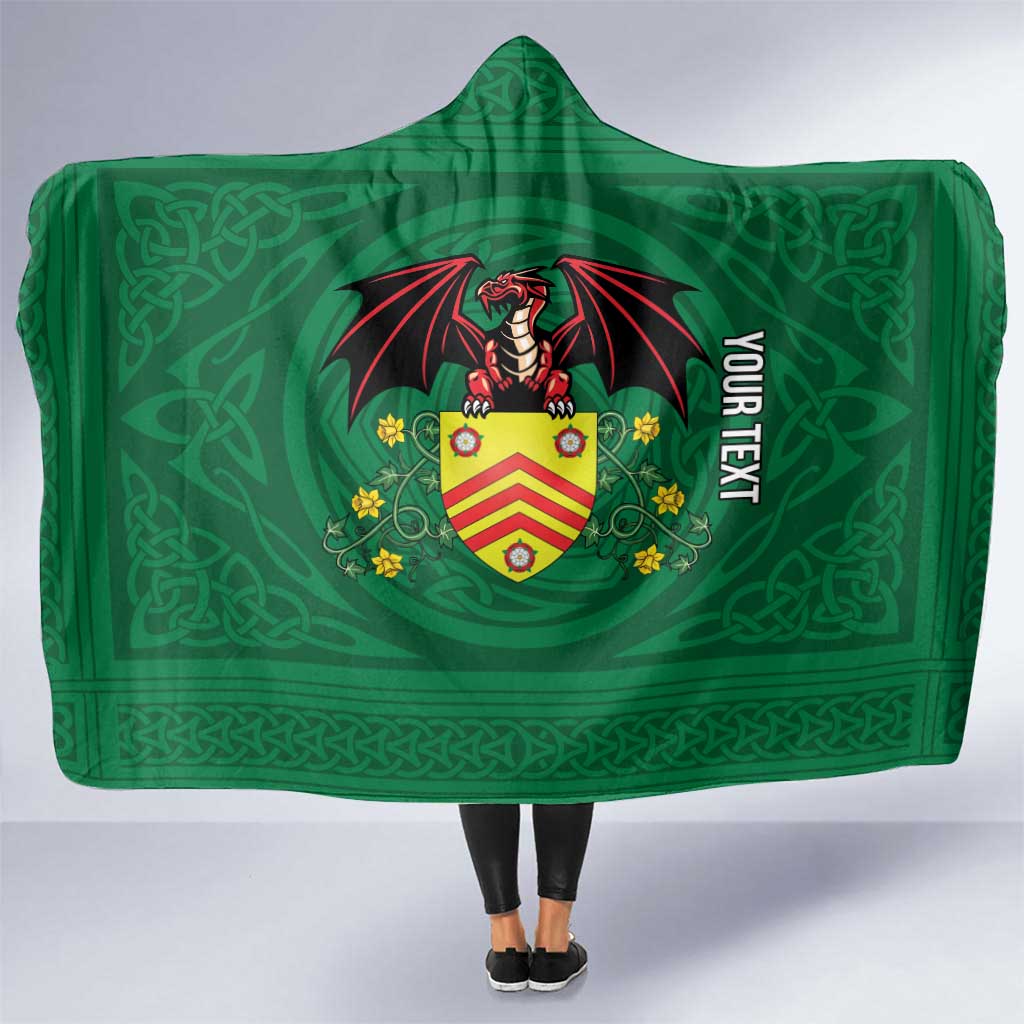 Personalized Glamorgan Wales Hooded Blanket Welsh Red Dragon And Daffodil - Wonder Print Shop